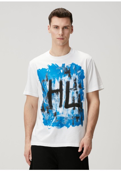 Mavi Beyaz Logo Baskılı T-Shirt