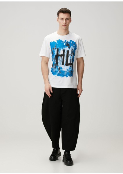 Mavi Beyaz Logo Baskılı T-Shirt fiyatları