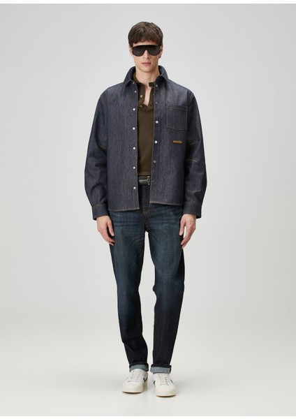 Indigo Kontrast Dikişli Denim Gömlek fiyatları
