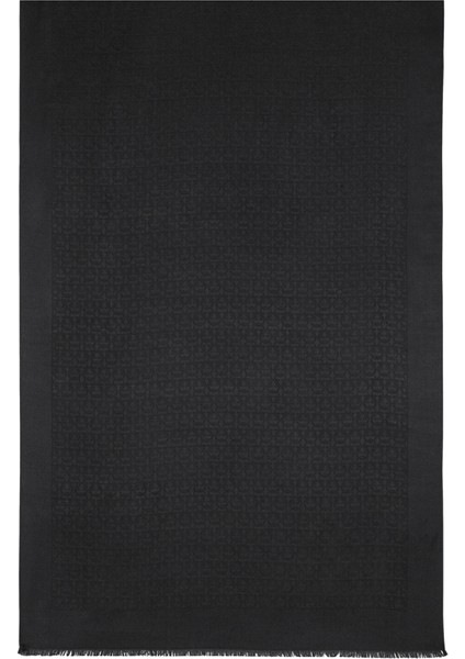 Siyah Monogram Kadın Ipek Şal