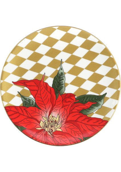 Parterre Gold With Poinsettia Coupe Plate Porselen Tabak 20 cm