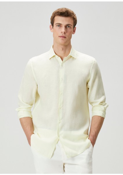 Açık Yeşil Keten Gömlek