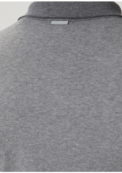 Gri Polo Yaka Sweatshirt