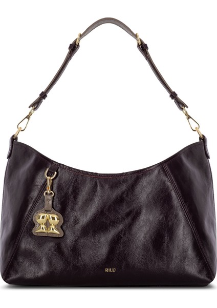 Elan Bordo Kadın Deri Omuz Çantası