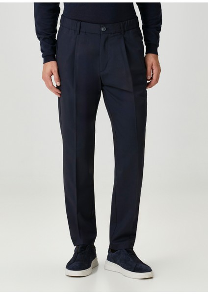 Lacivert Beli Kordonlu Yün Pantolon fiyatları