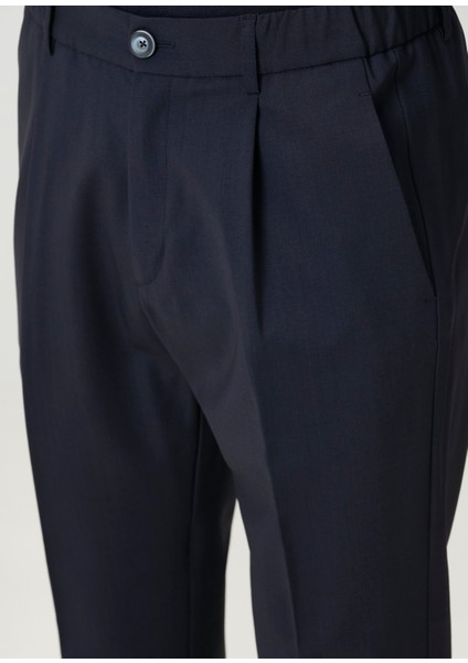 Lacivert Beli Kordonlu Yün Pantolon fırsatları