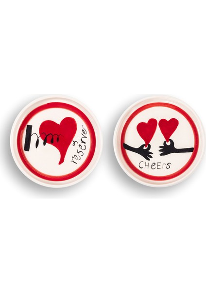 L'amour Paris Cheers & Reserved Seramik 2'li Mini Tabak Seti