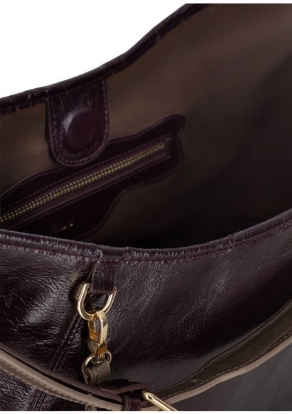 Elan Bordo Kadın Deri Omuz Çantası fırsatları