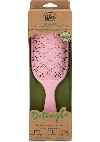 Go Green Paddle Detangler Pembe Kalın Telli Saçlar Için Geniş Saç Fırçası indirimleri