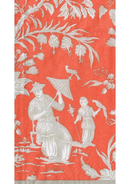 Silk Road Toile Mandarin Desenli 15'li Servis Peçetesi Seti