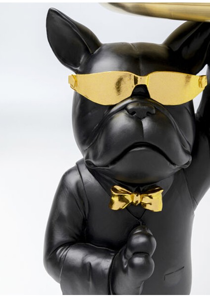 Side Table Cool Bulldog Tray Black Yan Sehpa
