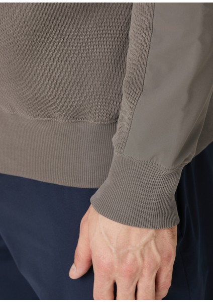 Koyu Kahverengi Yakası Düğmeli Sweatshirt