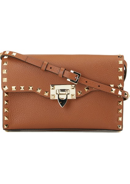 Rockstud Kahverengi Kadın Deri Çanta
