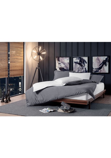 Bebek Mavi Biyeli Gri Beyaz Pamuk Saten Çift Kişilik Nevresim Takımı fiyatları