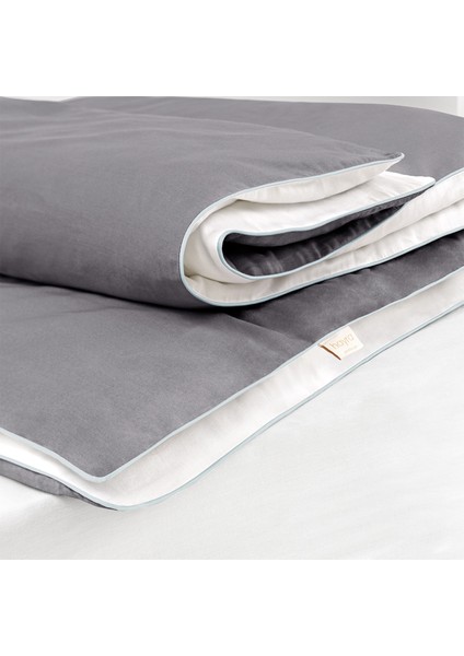 Bebek Mavi Biyeli Gri Beyaz Pamuk Saten Çift Kişilik Nevresim Takımı fırsatları