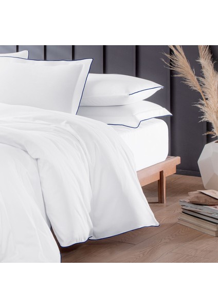 Lacivert Biyeli Beyaz Pamuk Saten Çift Kişilik Nevresim Takımı 200X220 cm modelleri