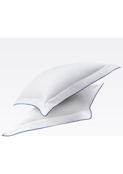 Lacivert Biyeli Beyaz Pamuk Saten Çift Kişilik Nevresim Takımı 200X220 cm