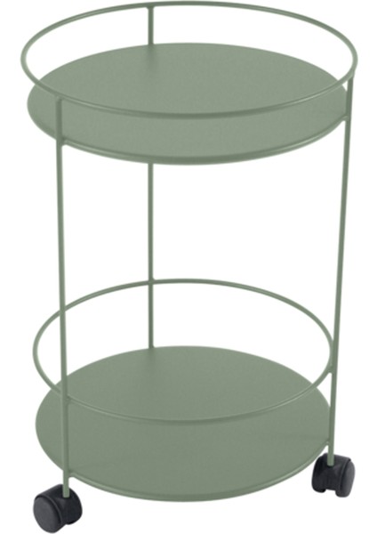 Guinguette Yeşil Metal Tekerlekli Bahçe Servis Sehpası