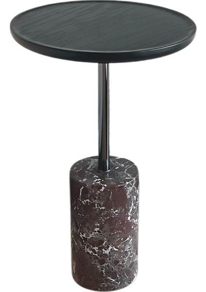 Nest Mermer Ayaklı Siyah Meşe Daire Yan Sehpa fiyatları