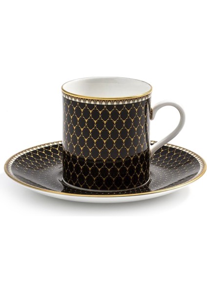 Antler Trellis Black Gold Porselen Kahve Fincanı