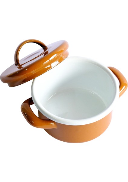 Kahverengi Emaye Mini Tencere 12 cm modelleri