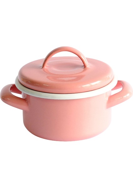 Pembe Emaye Mini Tencere 12 cm