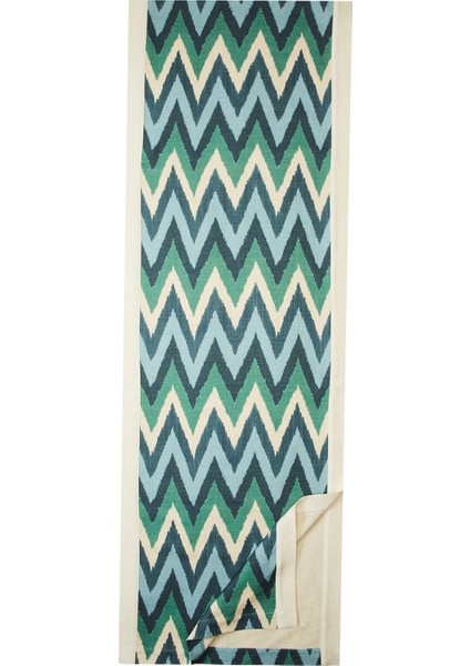 Mavi Zikzak Desenli Keten Runner