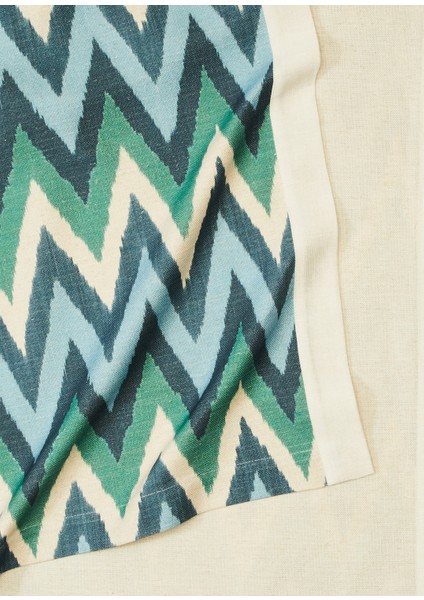 Mavi Zikzak Desenli Keten Runner fiyatları