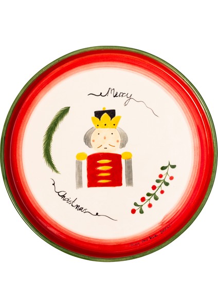 Xmas Nut Cracker Yılbaşı Desenli Seramik Sunum Tepsisi