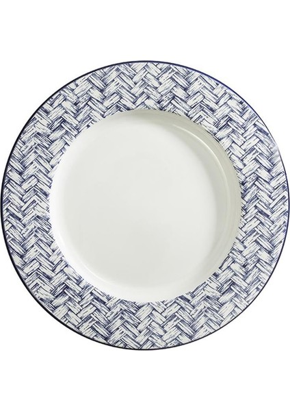 Basket Weave Mavi Desenli Çini Tabak 24,5 cm