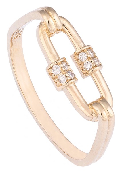 Birleşik Pırlanta Taşlı 14 Ayar Altın Unisex Yüzük