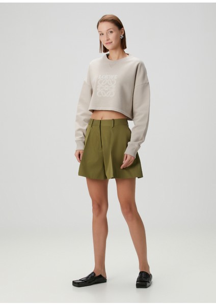 Bej Logolu Crop Sweatshirt fiyatları