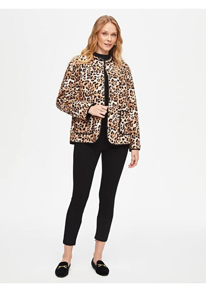 Leopar Desen Kapitone Ceket 69208