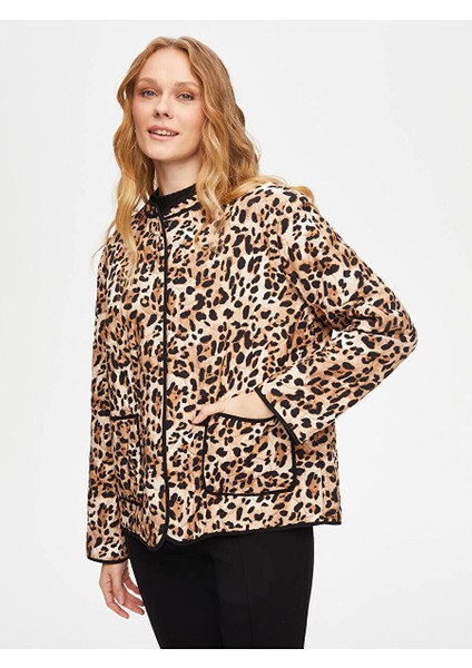 Leopar Desen Kapitone Ceket 69208 modelleri