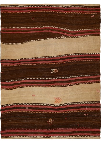 Anadol Bej Kahverengi Yün Tezgah Kilim