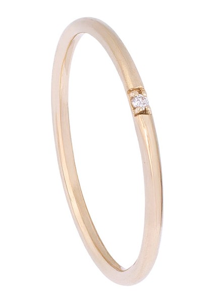 Tek Taşlı Pırlanta 14 Ayar Altın Unisex Yüzük