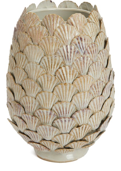 Beyaz Mor Istiridye Figürlü Seramik Vazo fiyatları