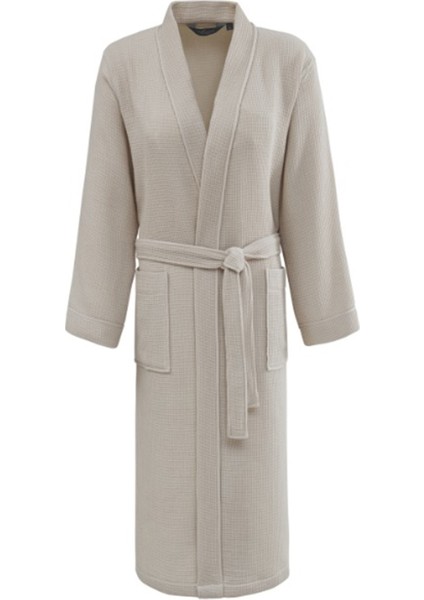 Soft Pike Pamuklu Bej Unisex Bornoz