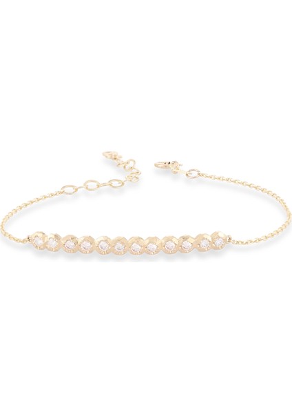 Broadway Pırlanta Taşlı 14 Ayar Altın Kadın Bilezik