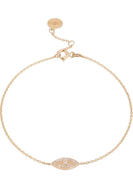 Göz Pırlanta Taşlı 14 Ayar Altın Unisex Bileklik