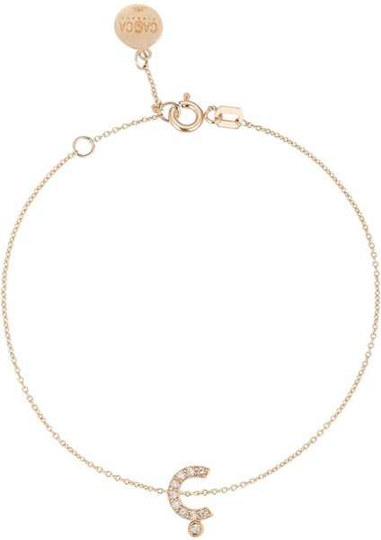 Ç Harfi Pırlanta Taşlı 14 Ayar Altın Kadın Bileklik