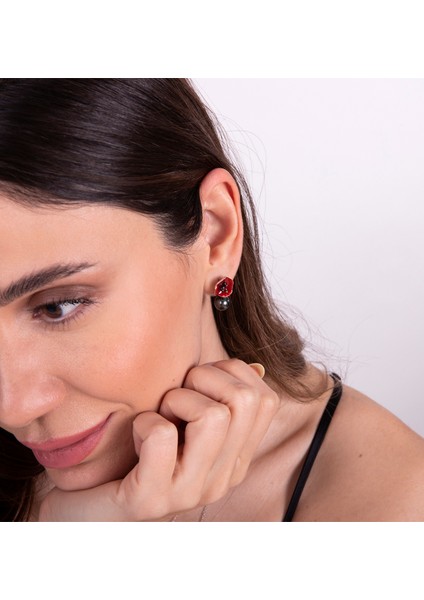 Siyah Incili Gelincik 925 Ayar Gümüş Kadın Küpe modelleri