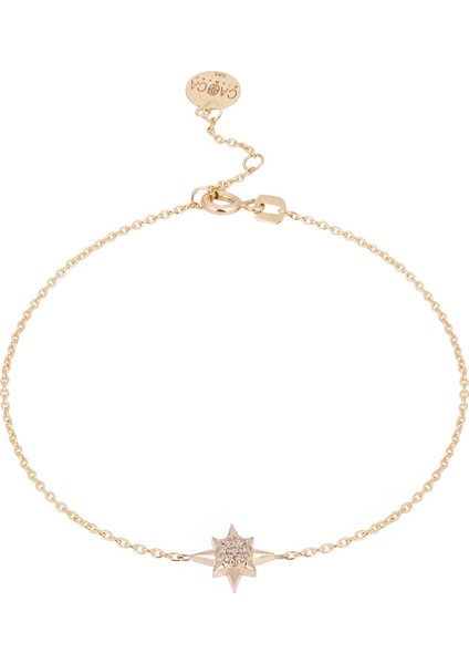 Güneş Pırlanta Taşlı 14 Ayar Altın Unisex Bileklik