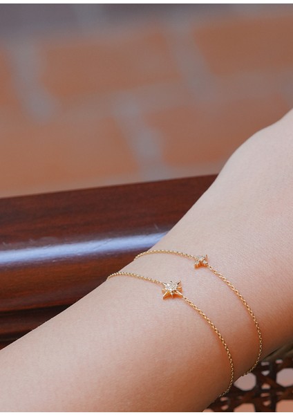 Güneş Pırlanta Taşlı 14 Ayar Altın Unisex Bileklik modelleri