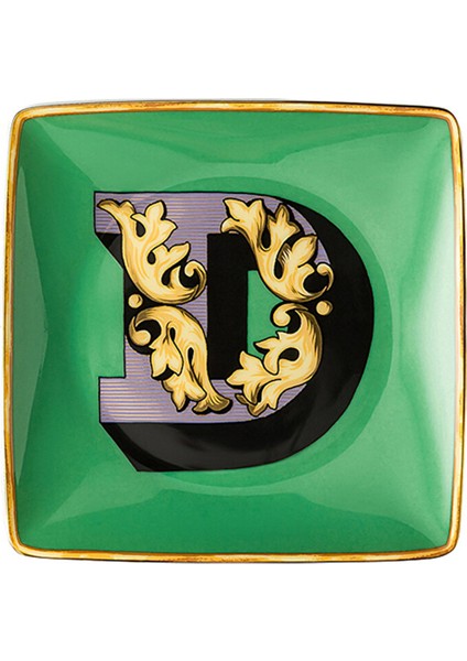 Alphabet Porselen D Harfli Dekoratif Tabak 12 cm