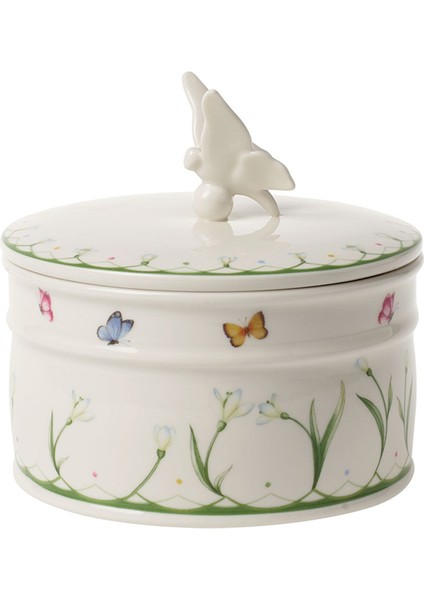 Colourful Spring Çiçek Desenli Porselen Dekoratif Kutu 18 cm