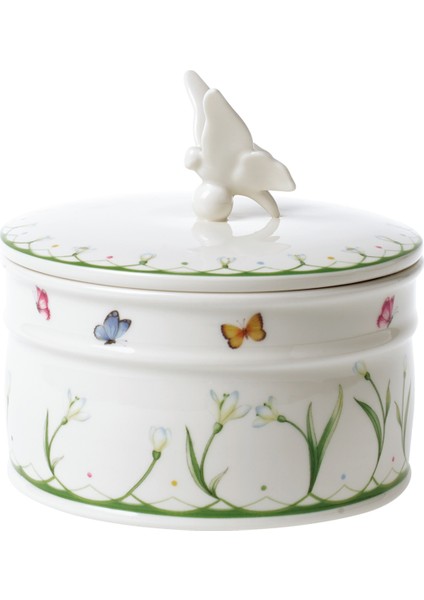 Colourful Spring Çiçek Desenli Porselen Dekoratif Kutu 18 cm modelleri