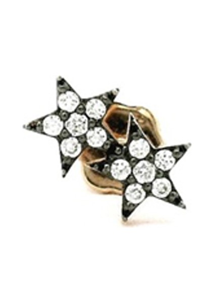 Stars Pırlantalı Ikili Yıldız Kadın Altın Küpe