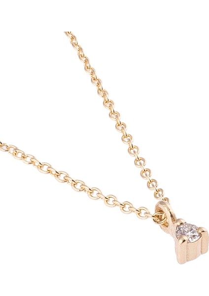 Tek Taş Pırlanta Taşlı 14 Ayar Altın Kadın Kolye