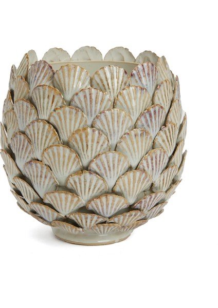 Beyaz Mor Istiridye Figürlü Seramik Vazo fiyatları